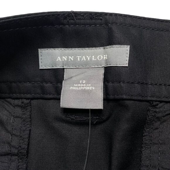 Ann Taylor Black Pleated Stretch Cotton Blend Skirt Sz 12 NWT - Picture 7 of 10